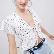 tie front Polka Dot blouse