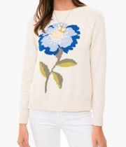 NEW MaxMara Sweater Floral Knit Long Sleeve Cream Pullover Maglia Sweater Size S