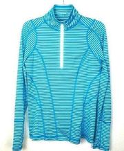 Zella Run Stripe Half Zip Pullover Shurt Top Small