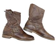 Sundance Boots Womens 7 Brown Easy Engineer Leather Buckle Vintage Shoe Co