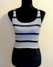 Forever 21 Black & White Striped Cropped Tank Top