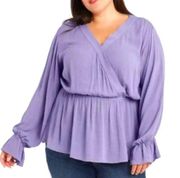 Ava & Viv Still Violet Wrap Top Plus Size 3X Purple Blouse NWT