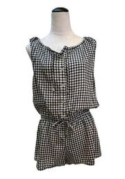 J Crew Navy Picnic Plaid Sleeveless Romper Size M