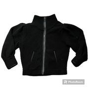 Sherpa Zip Up Sweatshirt Jacket Black Medium