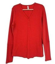 Zyia Active Don't Wake Me Up Red Thermal Henley Top Loungewear Waffle Knit XXL