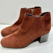 Aquatalia Boots Womens Size 8 Block Heel Ginger Suede Ankle Booties Leather