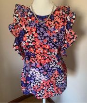 Juicy Couture Floral Ruffled Sleeveless Top Size XS - NWT
