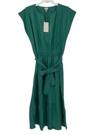 A NEW DAY GREEN LINEN EMPIRE WAIST DRESS SMALL