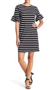 Joe Fresh Black & White Stripe Bell Sleeve Mini Dress S
