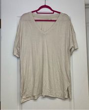 NWOT Zella V-Neck Cream T-Shirt, Women's Tops, Athleisure, Size XL