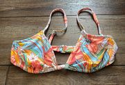 Orange Tropical Floral Hawaiian Print Bikini Top