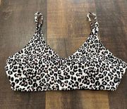 Albion Fit Cheetah Animal Print V-neck Swimsuit Top Size Small