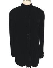 Emporio Armani Vintage Velvet Standing Collar Jacket Black Size 46 IT 12 14 US