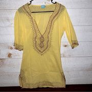 MELISSA ODABASH Women’s Yellow Embroidered Cotton Tunic Size S