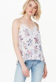 Cami NYC Racer Georgette Floral Stripe Silk Tank Top Blouse XS