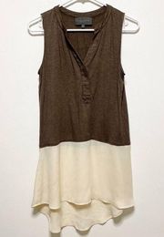 Sunday in Brooklyn Mixed Media Sleeveless Brown Tan Blouse