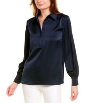 Brooks Brothers Womens Micro Twill Blouse, Blue Size 12 New w/Tag Retail $148