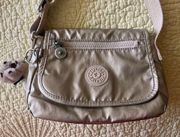 Kipling Crossbody Champagne Handbag with Gorilla Charm