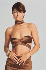 Retrofete Ross Top in Cognac Brown Size XS NWT Satin Padded Bust Strapless