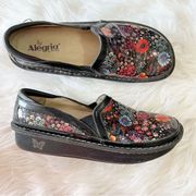 Alegria Debra Midnight Garden Black Floral Slip On Mules Clogs Size 42