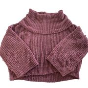 Express Sweater Womens Large Pink Off Shoulder Turtle Neck Super Soft Cozy Knit