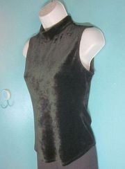 Theory Dark Green Womens Size S Slim TN Tank Velour Knit Pullover Sleeveless Top