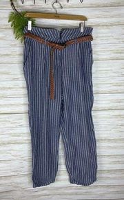 Altar’d State Blue Vertical Striped Paperbag Highwaisted Pants