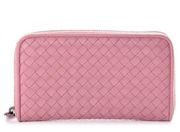 Bottega Veneta Nappa Intrecciato Pink Zippy Long Wallet