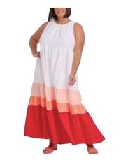 Ava & Viv Maxi Dress White Size 1X NWT Beach Bohemian Plus Size Coastal Spring