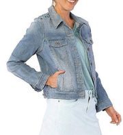 CARVE DESIGNS Women's Bleach Blue Embroidered Drift Jean Jacket Size M