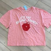 Rolling Stones Tee Pink XXL Women Oversize Short Sleeve Casual Lounge Top Shirt