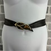 Vintage Black and Gold Hook And Loop Waist or Hip Belt