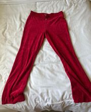 Red velour pants 