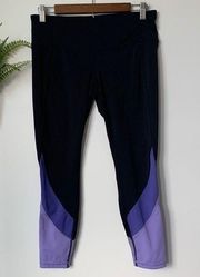 Tangerine Purple Colorblock Cropped Athletic Leggings