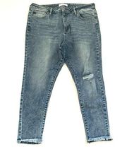 Kancan High Rise Distressed Jeans Size 3XL Raw Hem