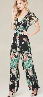Adelyn Rae Flutter Sleeve Print Jumpsuit Size Large New