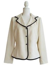Collections for Le Suit Blazer Ivory Cream Black Trim Career Business Jacket 10