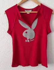 Y2K Playboy Red Glittery Tank Top 🐰