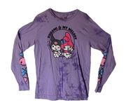 Kuromi melody womens medium long sleeve shirt kawaii hello kitty tie dye purple