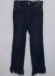 Black Label by C'EST 101 Black Wash Denim High Rise Frayed Hem Ankle Jeans 27