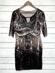 Venus  Crushed Velvet Patterned Mini Dress Size Medium