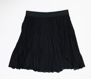 Babaton Aritzia Denley Pull On Semi Sheer Chiffon Pleated Twirl Mini Skirt Black