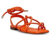 NEW Vince Camuto Alminda Lace Up Sandals 8 Orange Leather Strappy Ankle Wrap