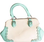 Charming Charlie Seafoam Light Cream Satchel Handbag