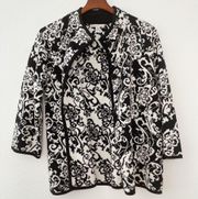 JM Collection black white mandarine collar blazer