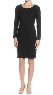 T Tahari Womens Black Metallic Trim Neckline Seamed Sheath Dress Size Large New