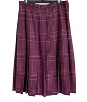 Classic Pleated Skirt 100% Virgin Wool Purple
Plaid Midi Size 14 USA