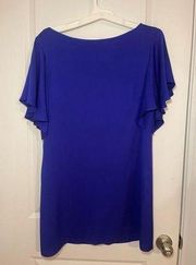 🎉HP🎉💙EUC Women’s Milly Silk Shift Dress Flutter Sleeves in Royal Blue Size 10