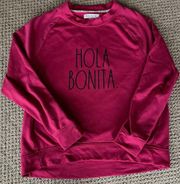 RAE DUNN Pink Sweatshirt Hola Bonita