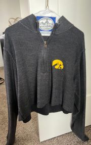 University Of Iowa Hawkeyes Cropped Ribbed Half Zip